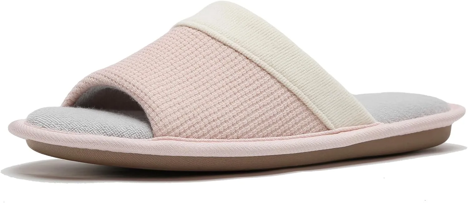 Anmerl House Slippers for Women and Men Soft Cotton Open Toe Memory Foam All Seasons Washable Home Bedroom Shoes Indoor Outdoor Slides