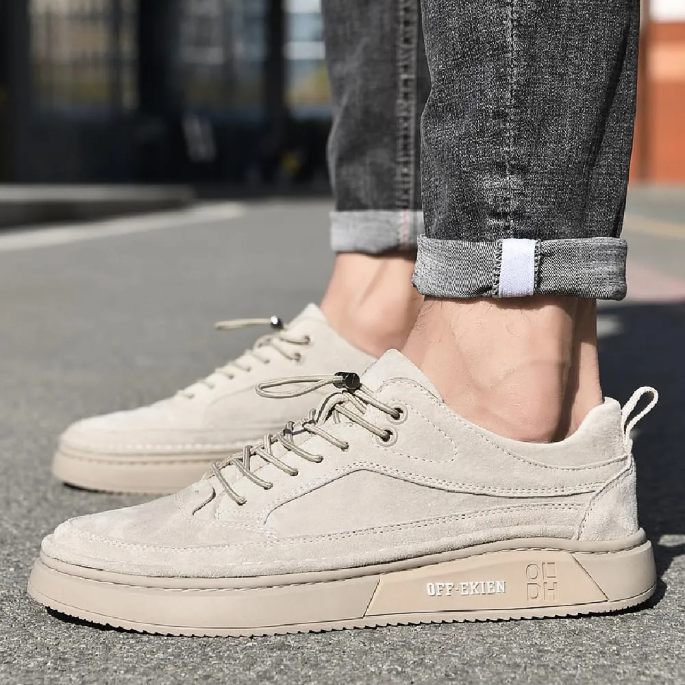 Asifn Mens Casual Sneakers Leather Soft Walking Non-Slip Breathable Driving Lightweight Board Shoes