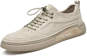 Asifn Mens Casual Sneakers Leather Soft Walking Non-Slip Breathable Driving Lightweight Board Shoes