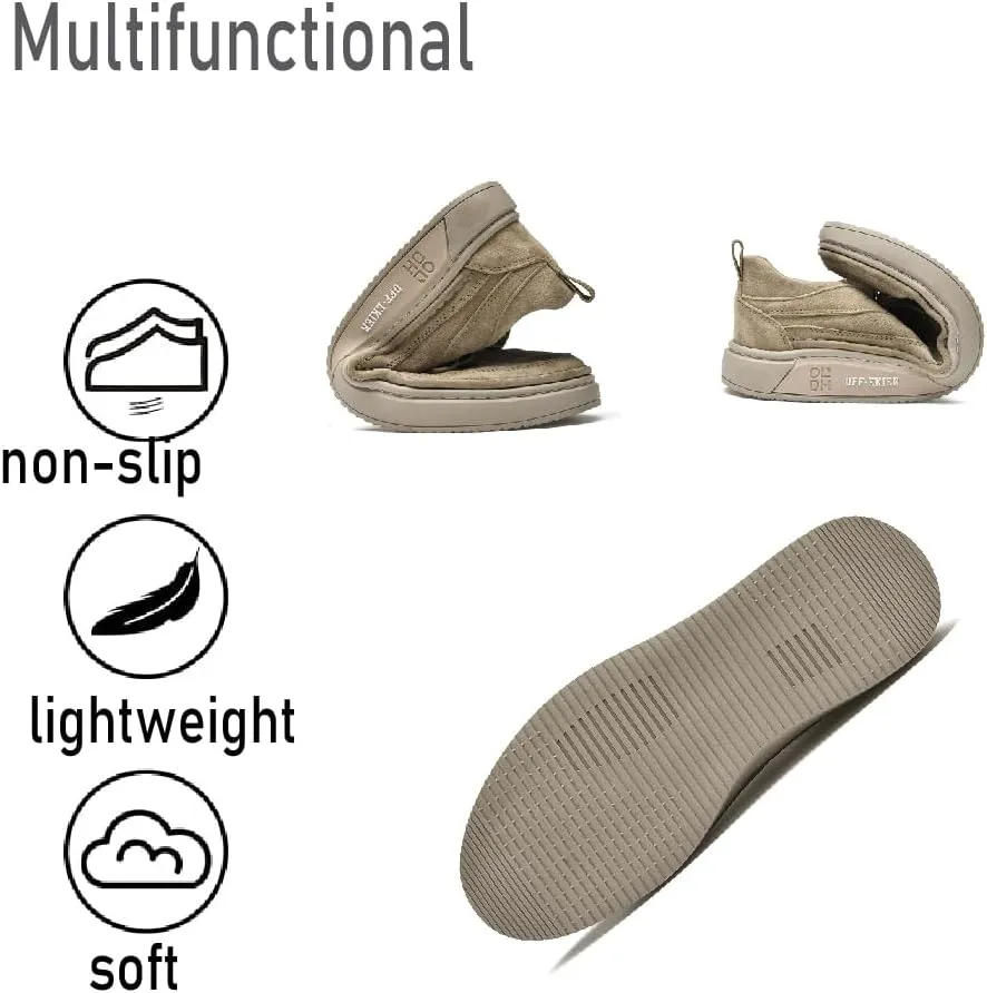 Asifn Mens Casual Sneakers Leather Soft Walking Non-Slip Breathable Driving Lightweight Board Shoes
