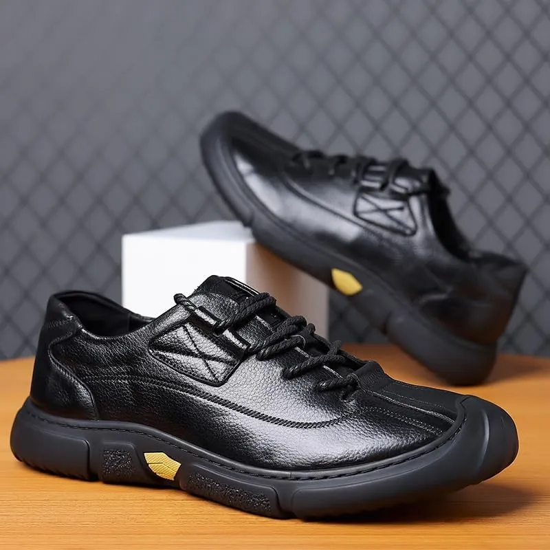 Casual Oxford Derby Orthopedic Leather Shoes No-Stripe Comfortable Walking Shoes Business Office Loafers Work Flats Sneakers(8.5)