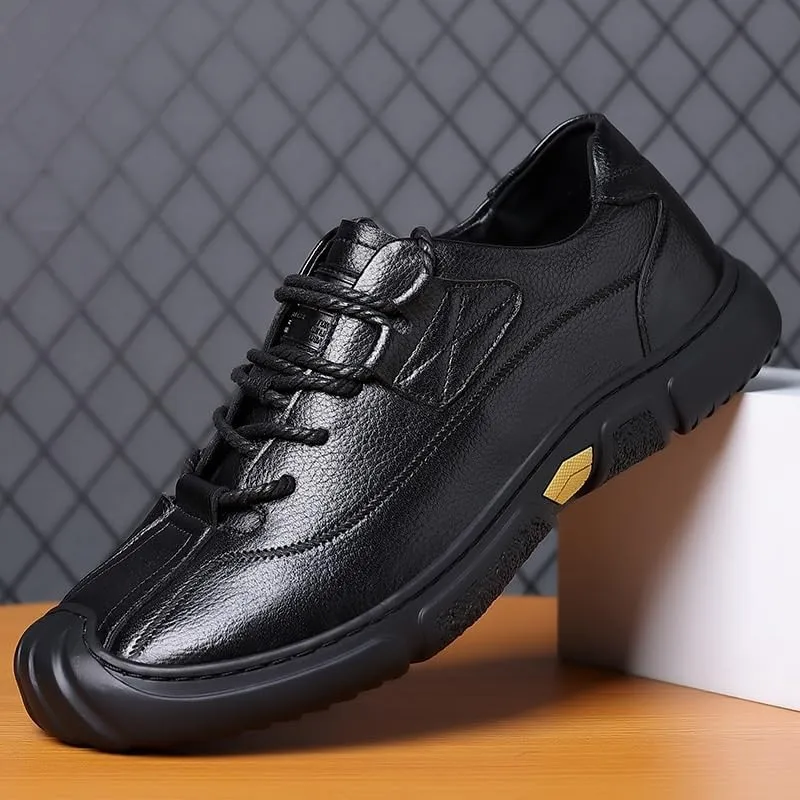 Casual Oxford Derby Orthopedic Leather Shoes No-Stripe Comfortable Walking Shoes Business Office Loafers Work Flats Sneakers(8.5)