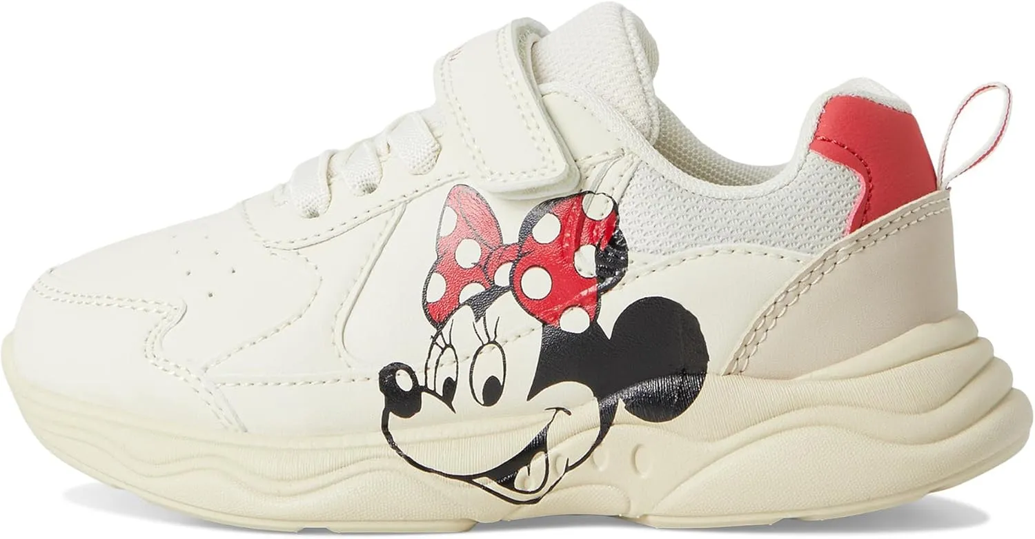 Disney Minnie Mouse Kids Sneakers - Girls Cute Comfy Lightweight Strap-On Walking Shoes (Size Little Kid - Big Kid)