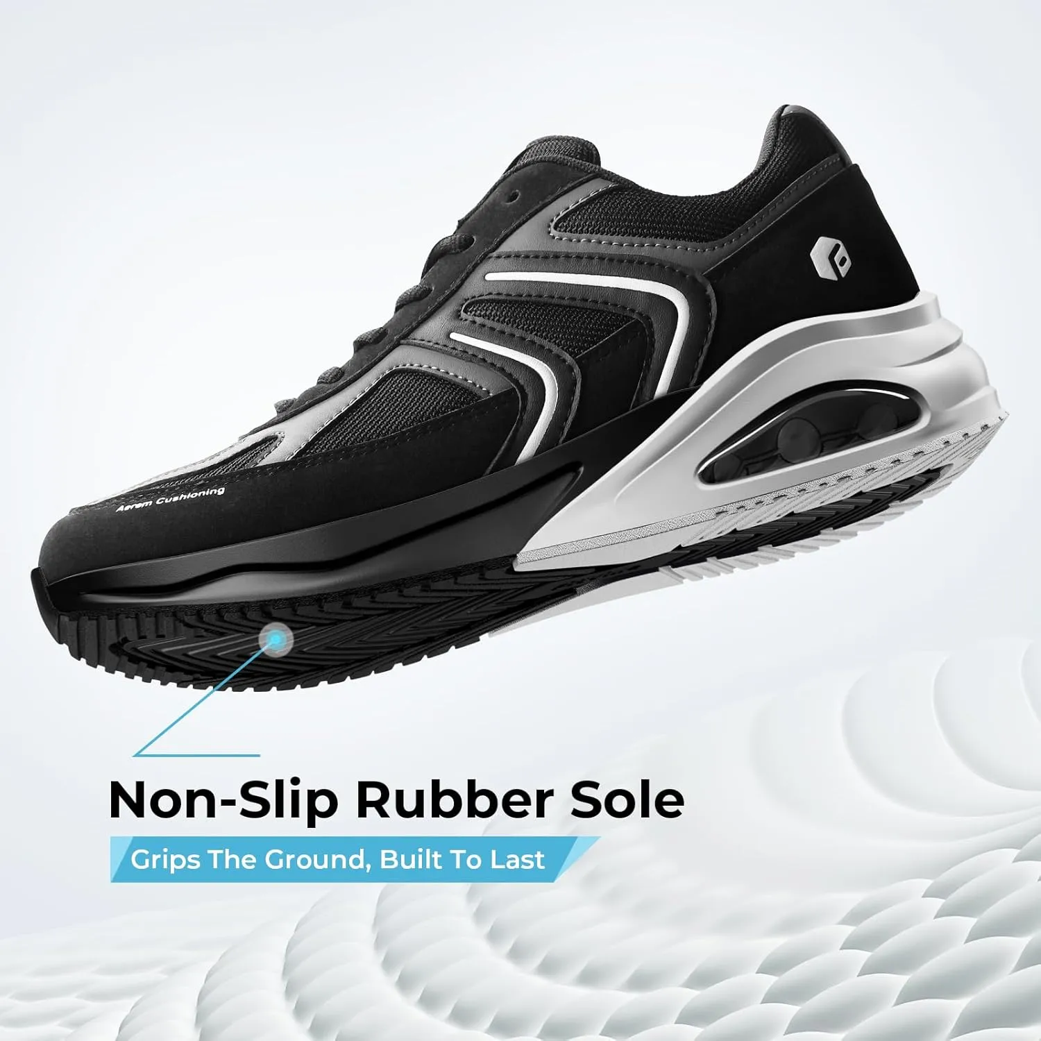 FitVille Men's Extra Wide Walking Shoes Wide Width Air Cushion Cross Training Sneakers for Heel Pain Relief Plantar Fasciitis - HeelAero V2
