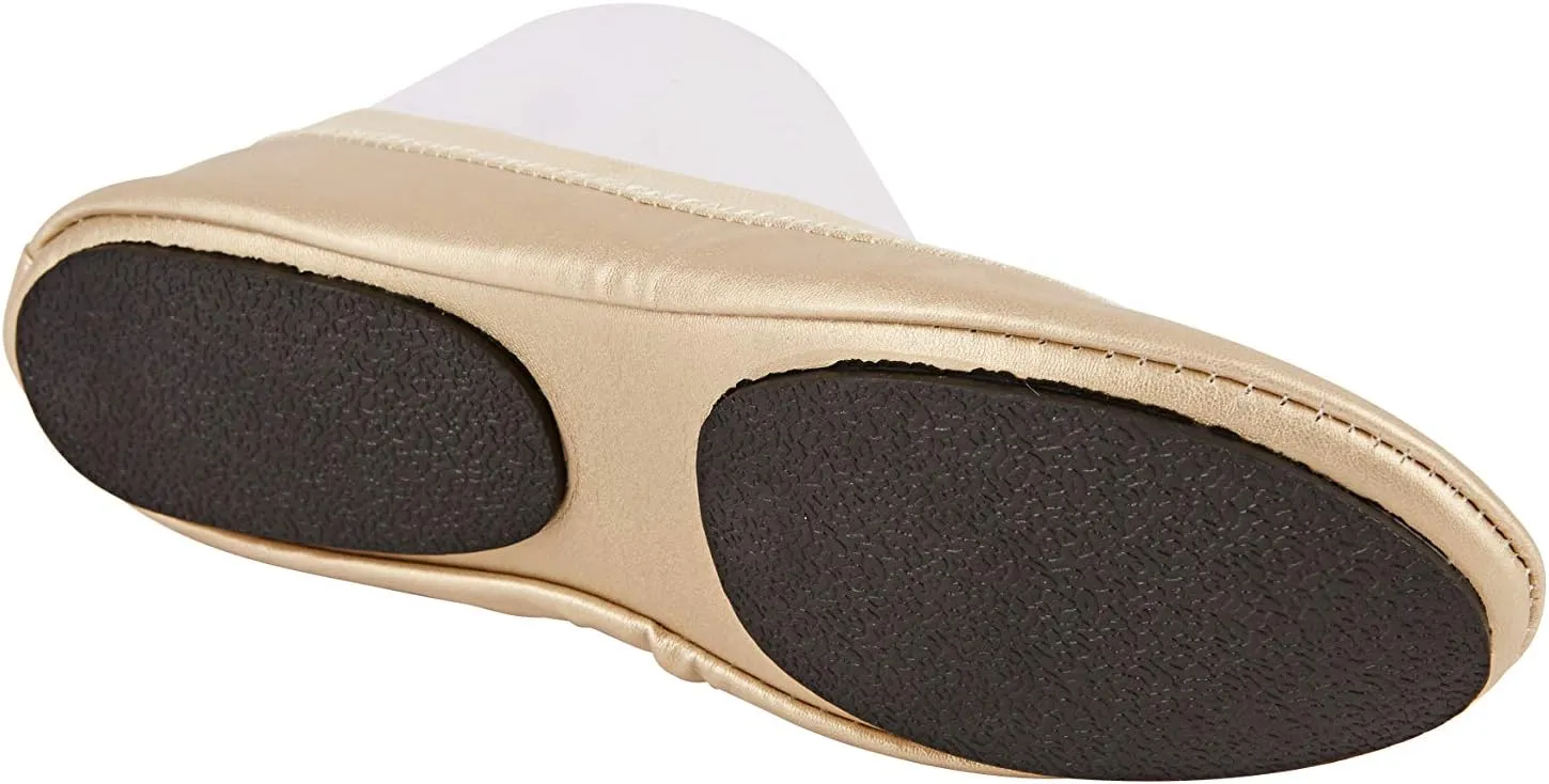 Foldable Ballet Flats Shoes,Portable Comfortable Roll Up Travel Shoes with Carry Purse & Carry Bag with a Solid Sole,Colours Black,Silver,Champagne and Leopard