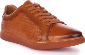 Harvey Men's Leather Lace Up Casual Trainers, Breathable and Comfortable with Slip-Resistant Outsole