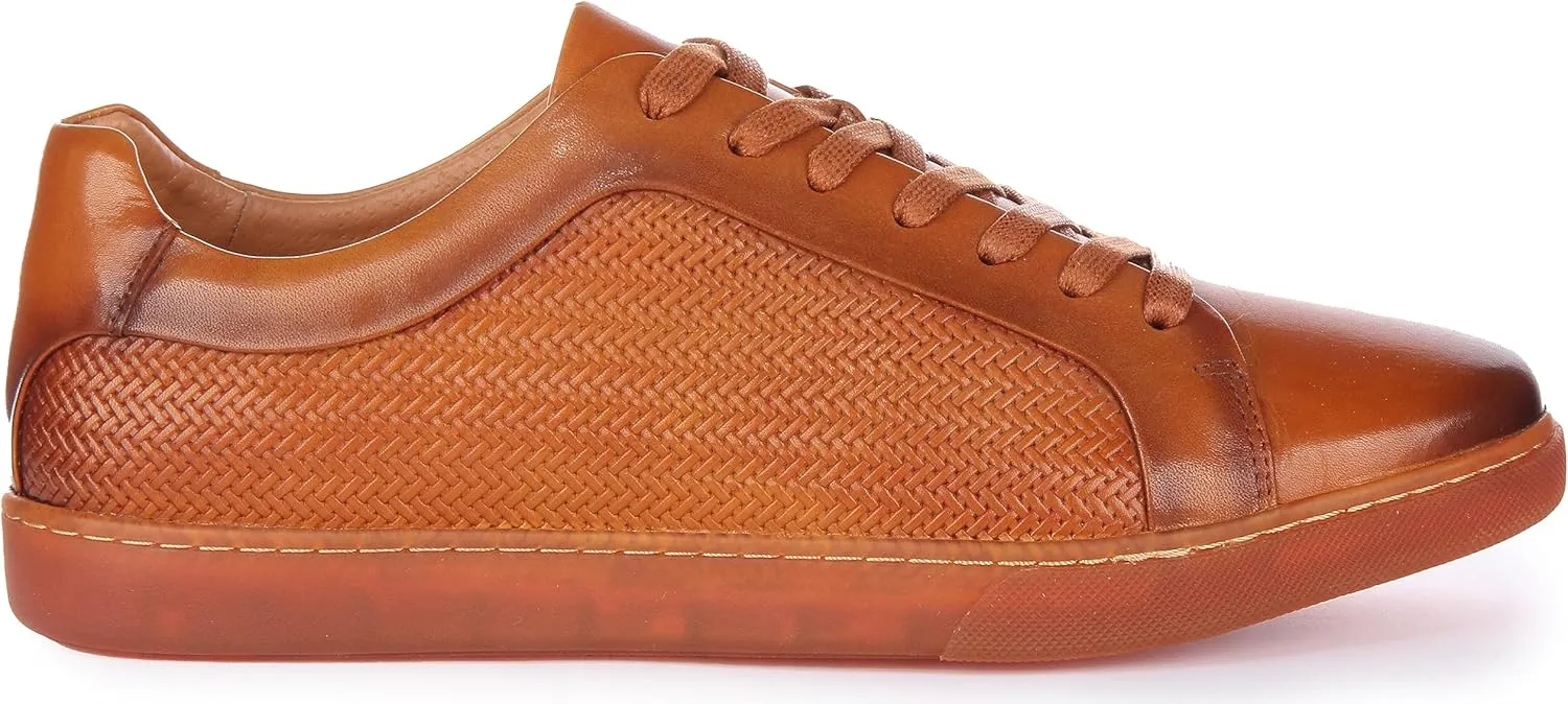 Harvey Men's Leather Lace Up Casual Trainers, Breathable and Comfortable with Slip-Resistant Outsole