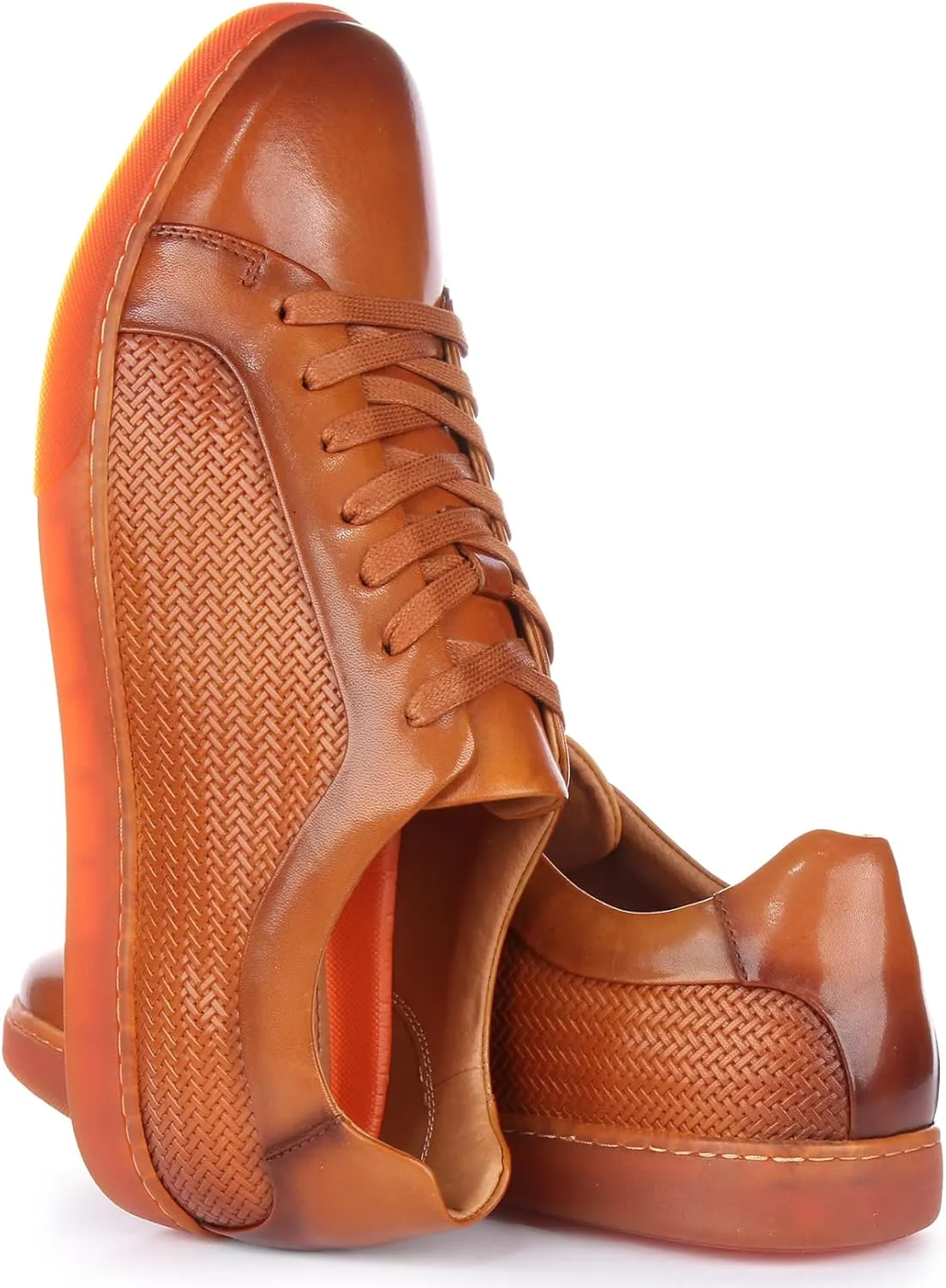 Harvey Men's Leather Lace Up Casual Trainers, Breathable and Comfortable with Slip-Resistant Outsole