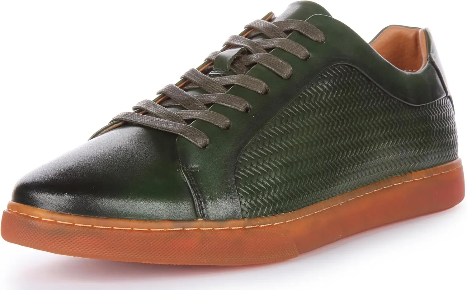 Harvey Men's Leather Lace Up Casual Trainers, Breathable and Comfortable with Slip-Resistant Outsole