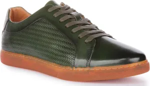 Harvey Men's Leather Lace Up Casual Trainers, Breathable and Comfortable with Slip-Resistant Outsole
