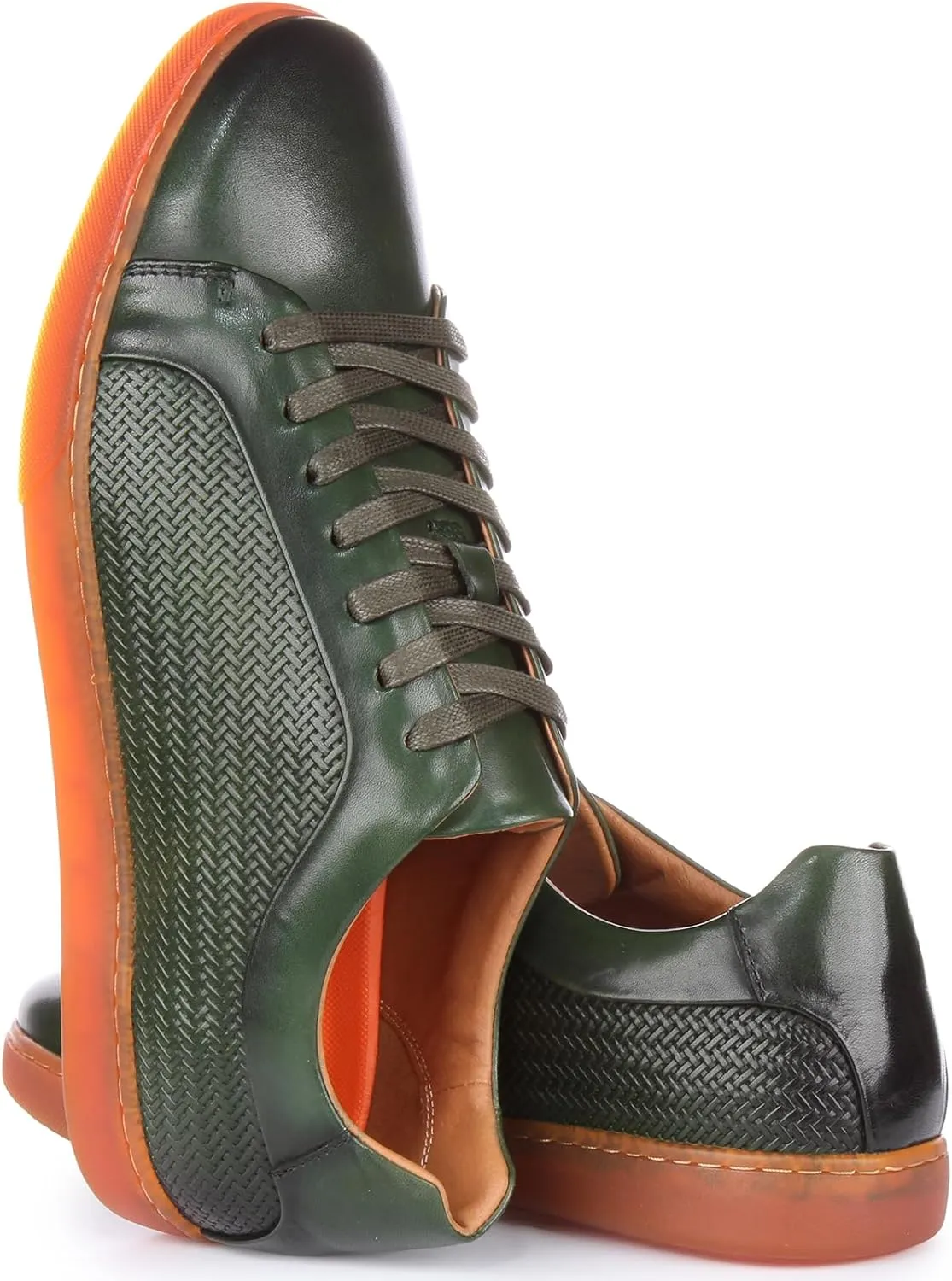 Harvey Men's Leather Lace Up Casual Trainers, Breathable and Comfortable with Slip-Resistant Outsole