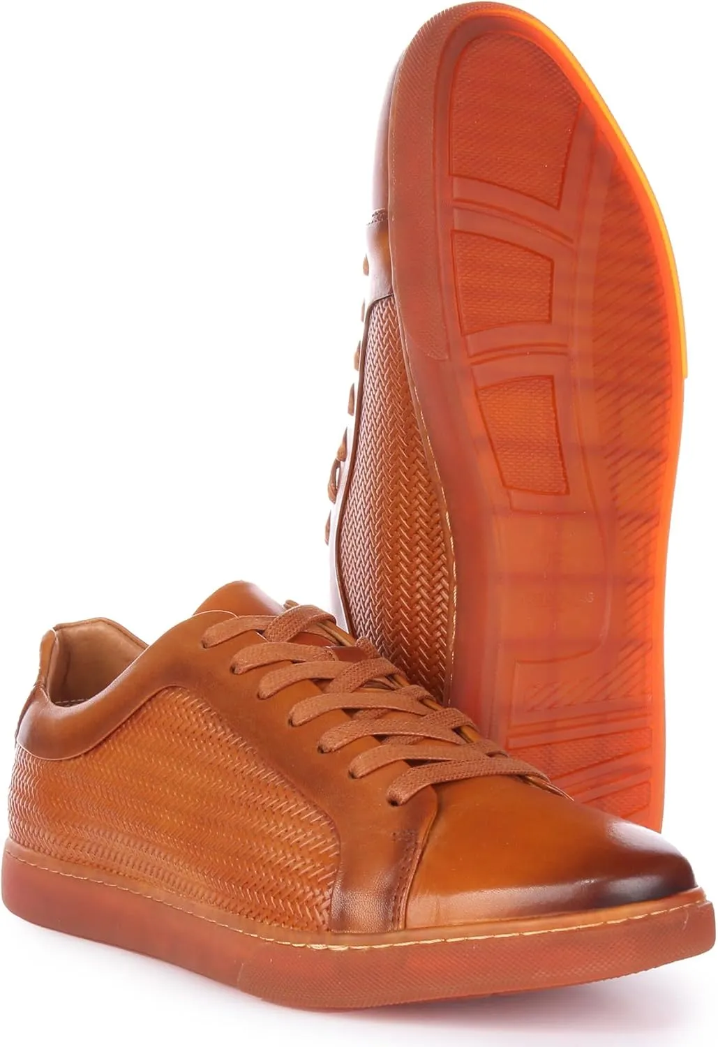 Harvey Men's Leather Lace Up Casual Trainers, Breathable and Comfortable with Slip-Resistant Outsole
