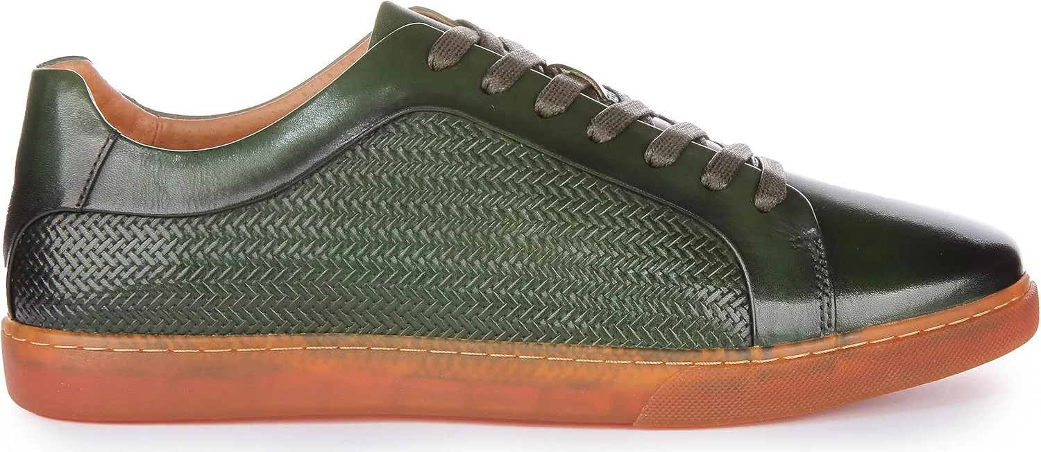 Harvey Men's Leather Lace Up Casual Trainers, Breathable and Comfortable with Slip-Resistant Outsole