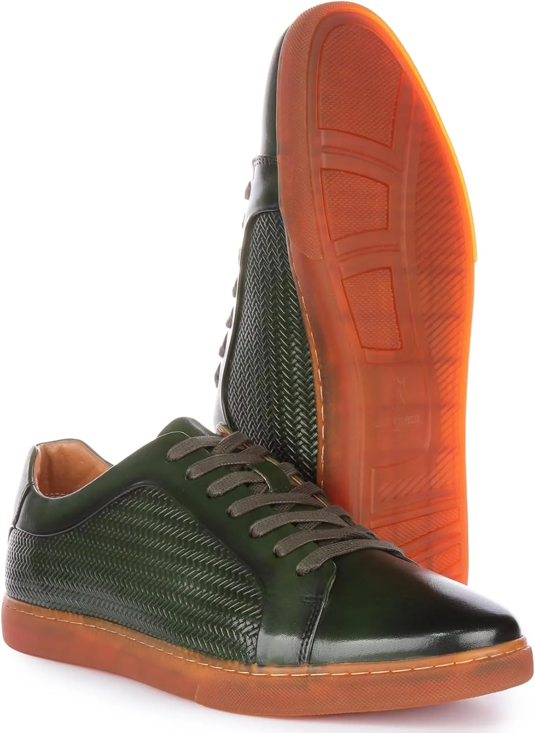 Harvey Men's Leather Lace Up Casual Trainers, Breathable and Comfortable with Slip-Resistant Outsole