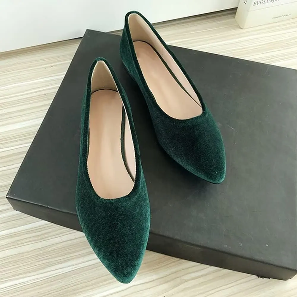 Hee grand Pointed Toe Flats for Women Casual Slip-On Loafers Comfort Work Shoes Velvet Dressy Shoes