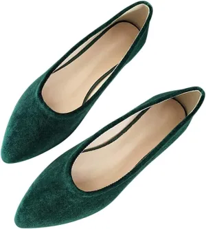 Hee grand Pointed Toe Flats for Women Casual Slip-On Loafers Comfort Work Shoes Velvet Dressy Shoes