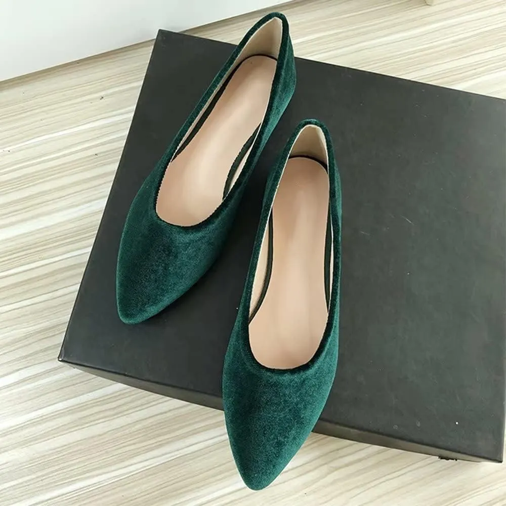 Hee grand Pointed Toe Flats for Women Casual Slip-On Loafers Comfort Work Shoes Velvet Dressy Shoes