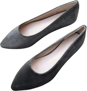 Hee grand Pointed Toe Flats for Women Casual Slip-On Loafers Comfort Work Shoes Velvet Dressy Shoes