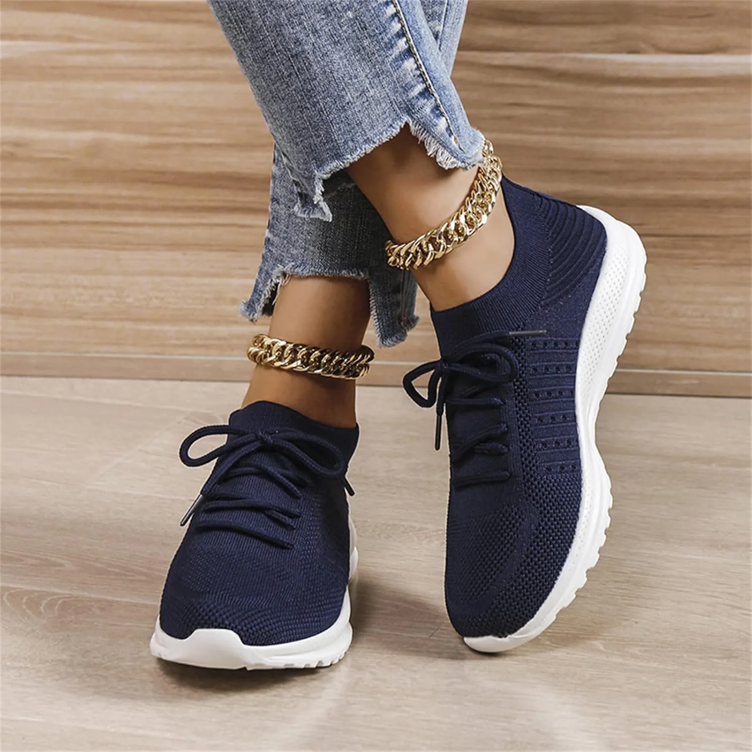 Lausiuoe Women's Fashion Sneakers Slip On Tennis Shoes Walking Sneakers Running Gym Athletic Workout Comfort Work Shoes