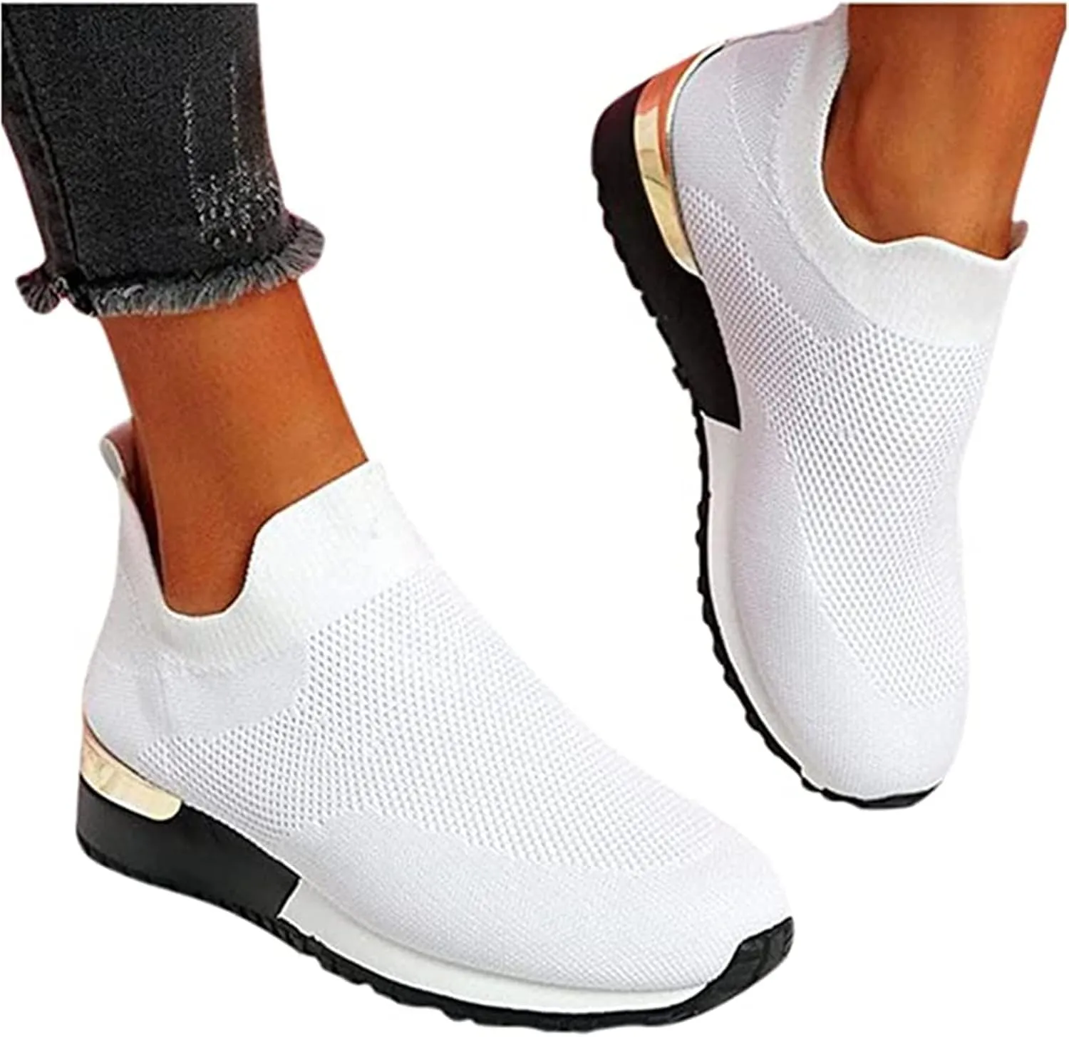 Lausiuoe Women's Fashion Sneakers Slip On Tennis Shoes Walking Sneakers Running Gym Athletic Workout Comfort Work Shoes
