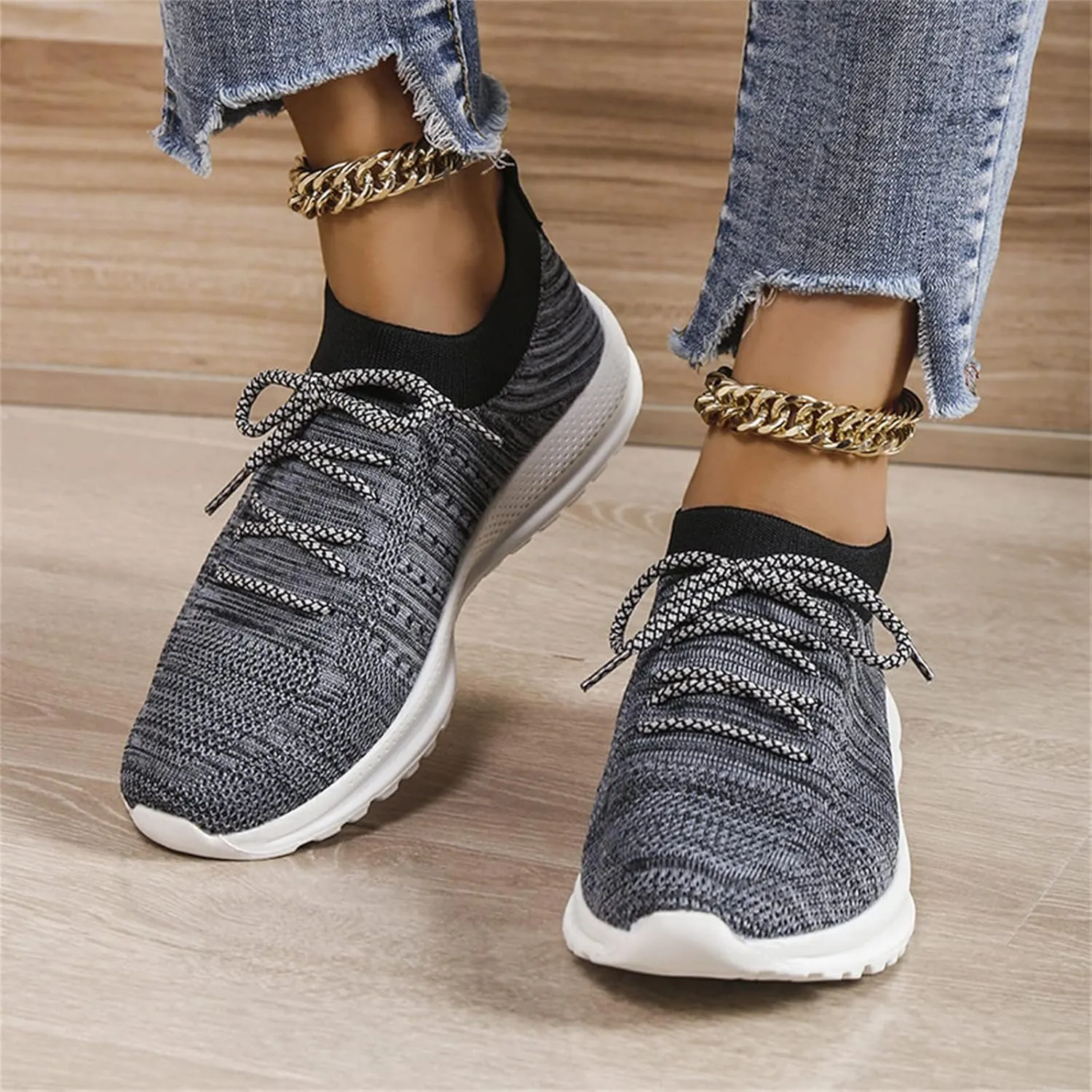 Lausiuoe Women's Fashion Sneakers Slip On Tennis Shoes Walking Sneakers Running Gym Athletic Workout Comfort Work Shoes