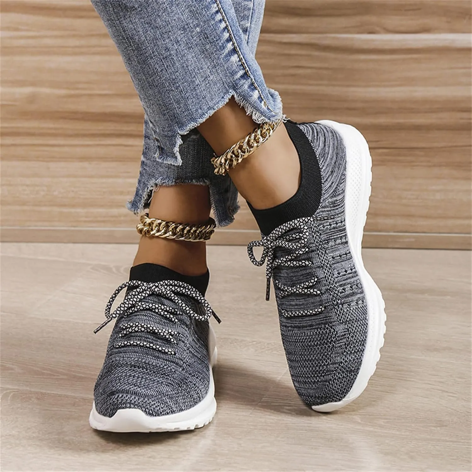 Lausiuoe Women's Fashion Sneakers Slip On Tennis Shoes Walking Sneakers Running Gym Athletic Workout Comfort Work Shoes