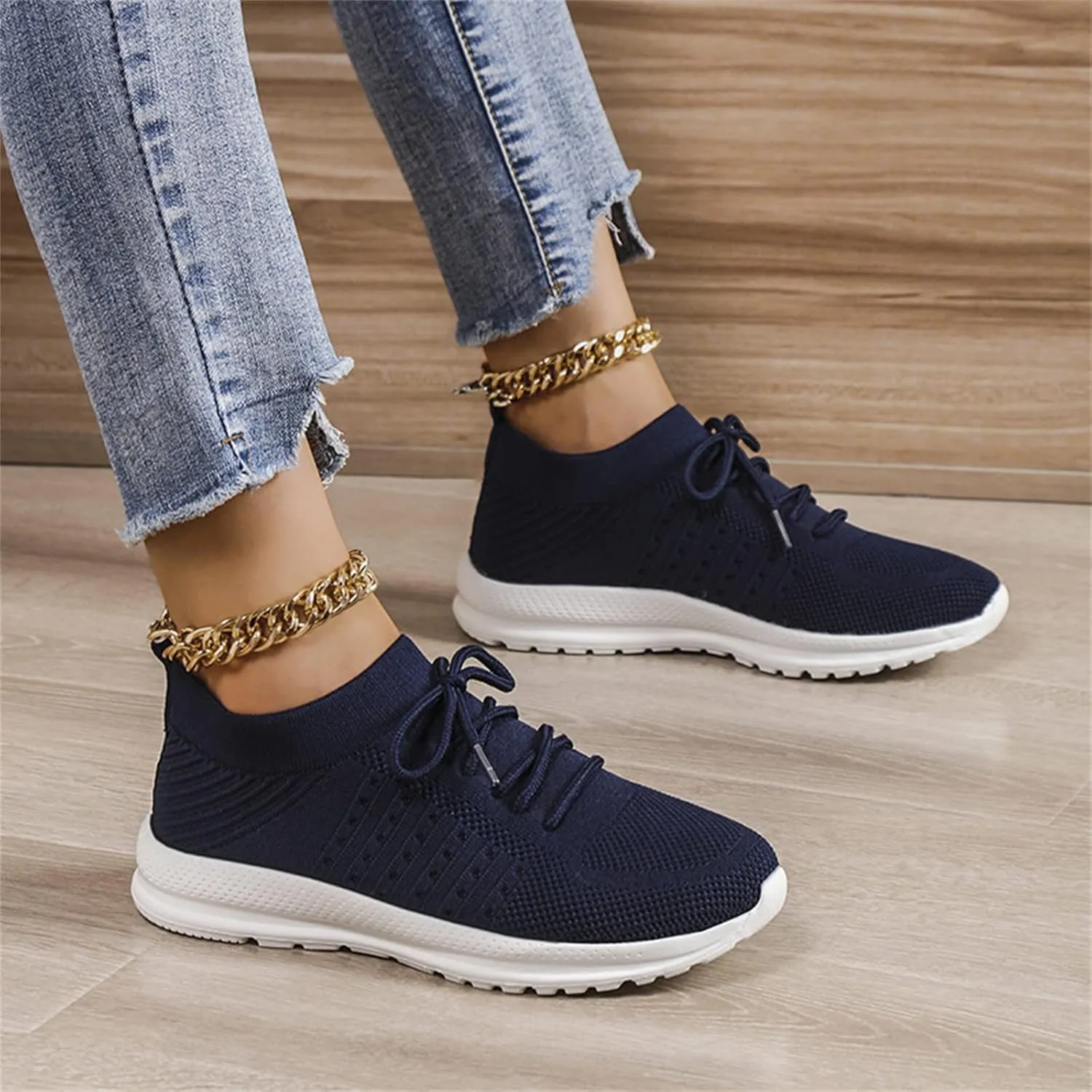 Lausiuoe Women's Fashion Sneakers Slip On Tennis Shoes Walking Sneakers Running Gym Athletic Workout Comfort Work Shoes