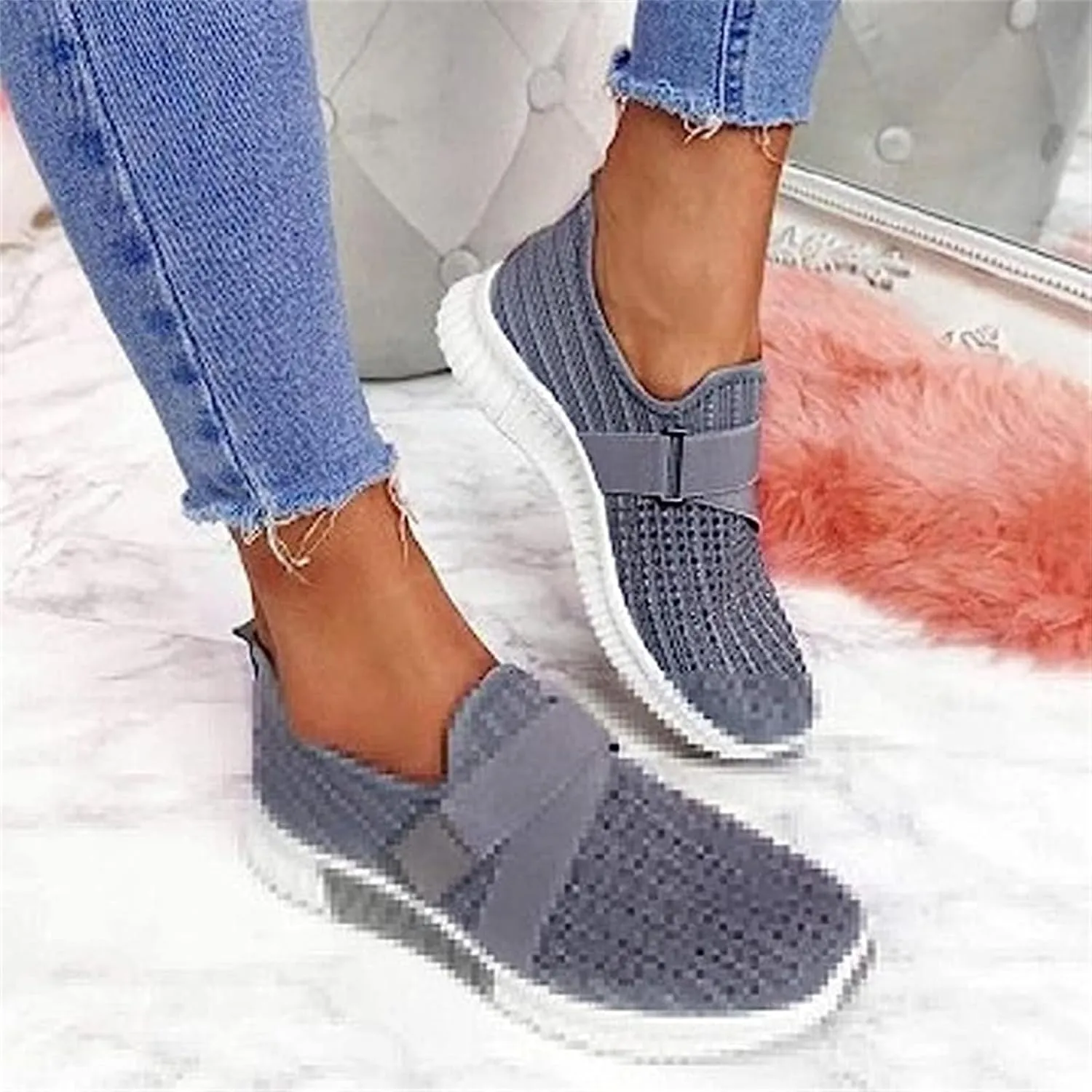 Lausiuoe Women's Fashion Sneakers Slip On Tennis Shoes Walking Sneakers Running Gym Athletic Workout Comfort Work Shoes