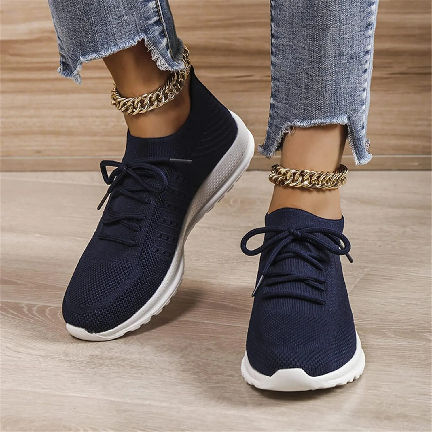 Lausiuoe Women's Fashion Sneakers Slip On Tennis Shoes Walking Sneakers Running Gym Athletic Workout Comfort Work Shoes