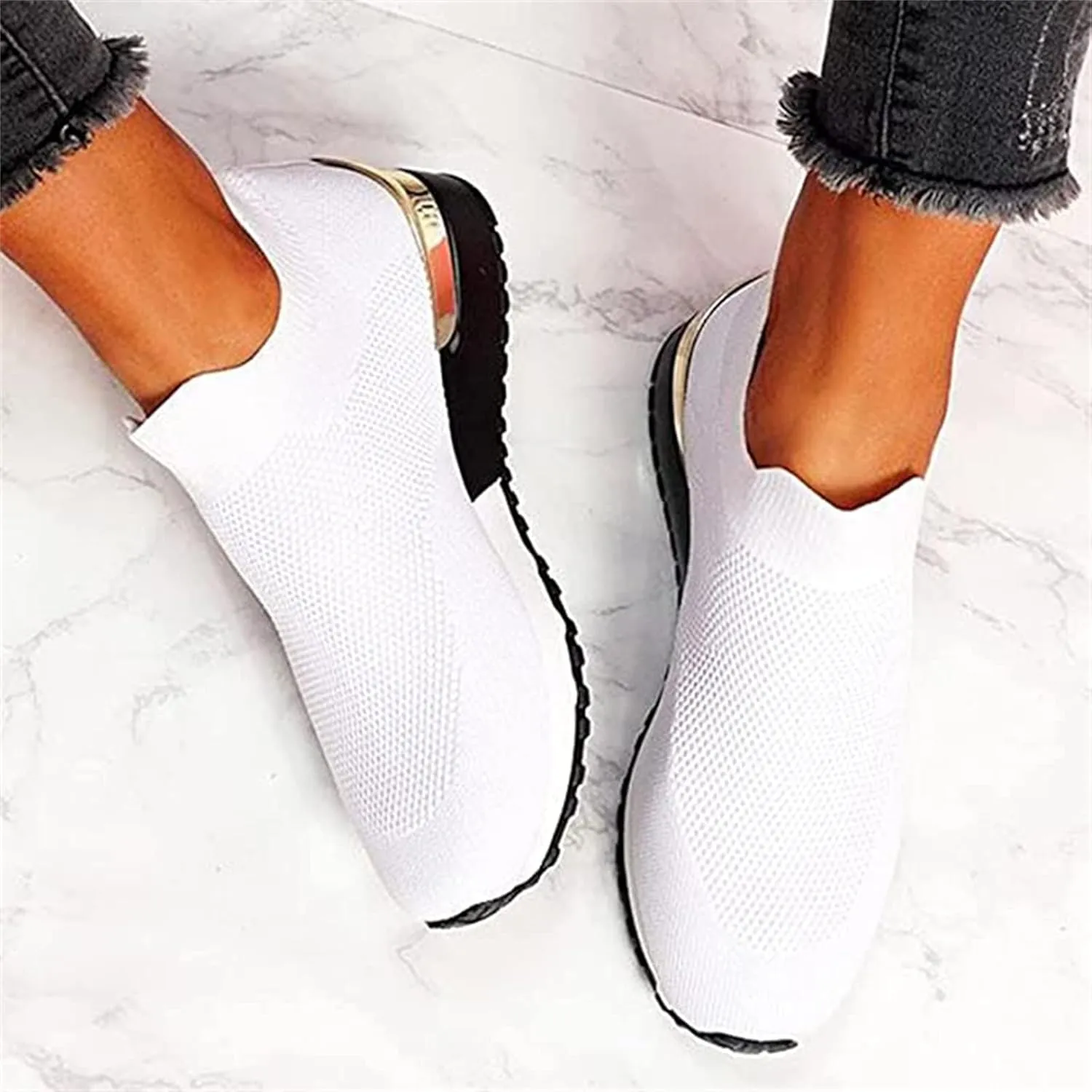 Lausiuoe Women's Fashion Sneakers Slip On Tennis Shoes Walking Sneakers Running Gym Athletic Workout Comfort Work Shoes