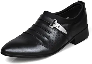 lilaBelle]【Hollow Design Dress Shoes Men's Versatile Business-Casual Leather Oxfords, Breathable Formal Footwear for Hot Climate, Day Comfort Work Shoes for Saudi Men