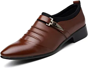 lilaBelle]【Hollow Design Dress Shoes Men's Versatile Business-Casual Leather Oxfords, Breathable Formal Footwear for Hot Climate, Day Comfort Work Shoes for Saudi Men