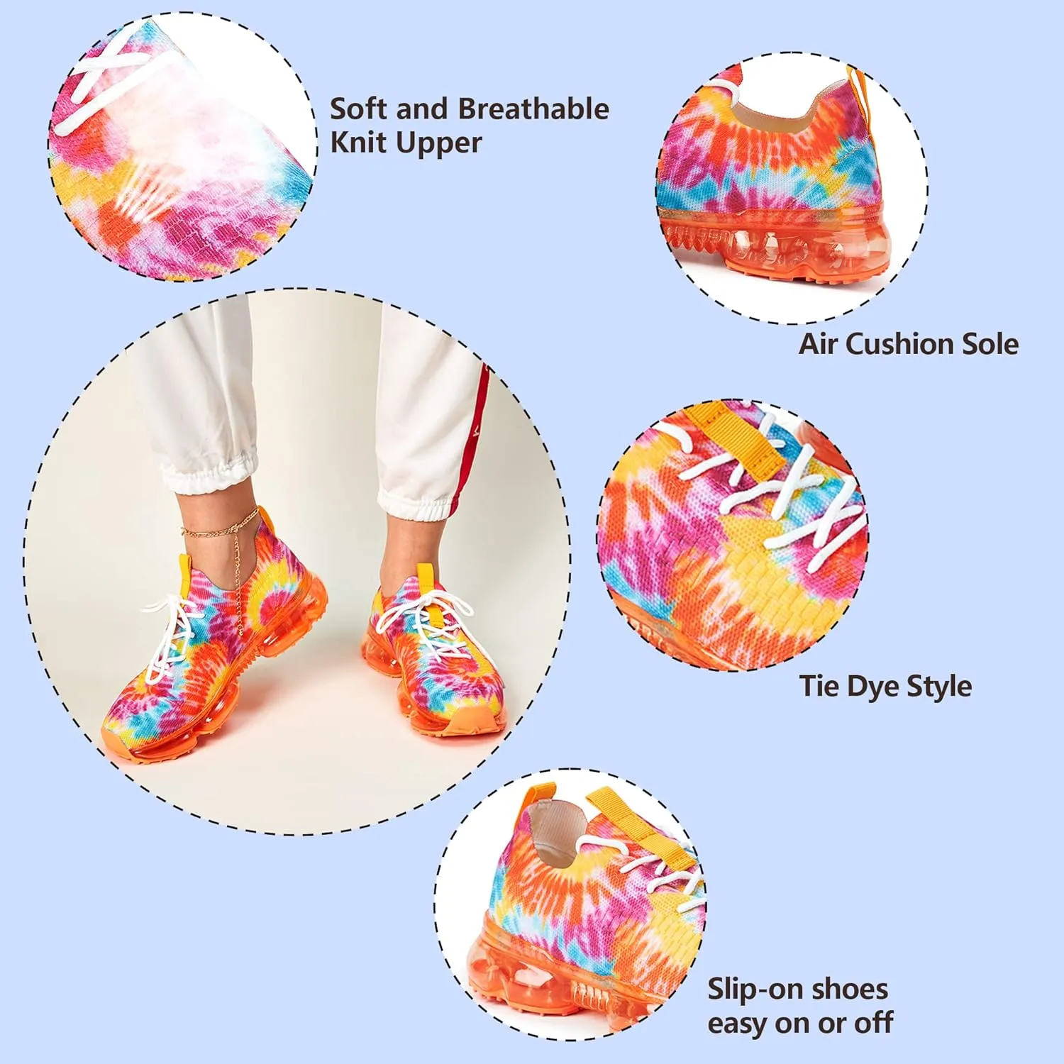 LUCKY STEP Women Air Cushion Fashion Sneakers Breathable Casual Comfortable Lightweight Walking Shoes
