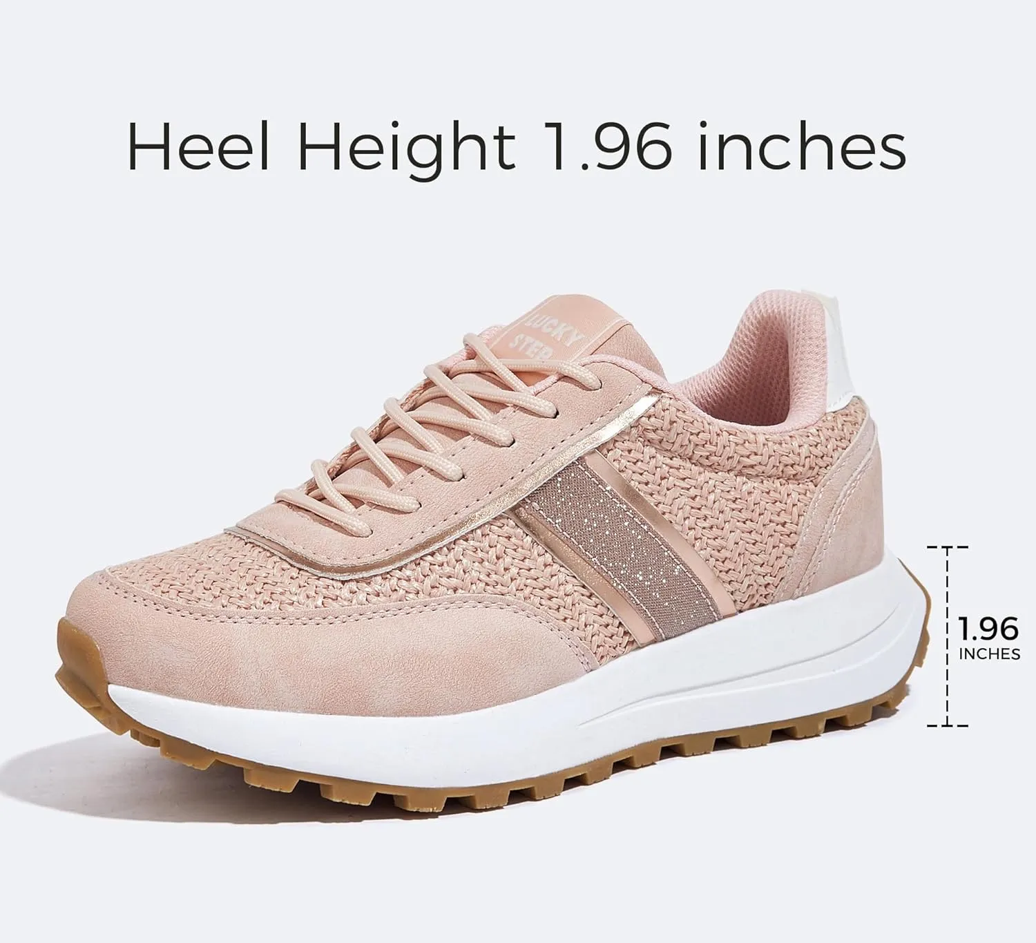 LUCKY STEP Women Platform Walking Shoe Fashion Retro Classic Casual Trainers Braided Rhinestone Sneakers Tennis Running Walking Shoes