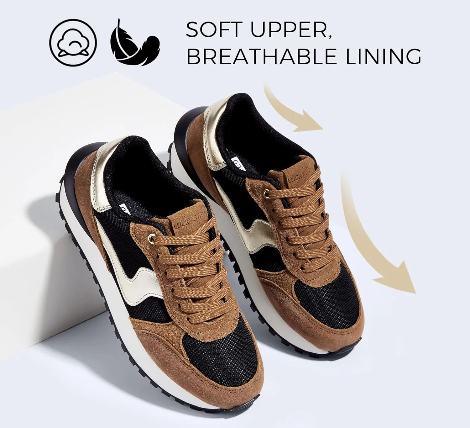 LUCKY STEP Women's Platform Fashion Sneakers Tennis Retro Walking Casual Trainers Stylish Durable Deluxe Skate Running Shoes