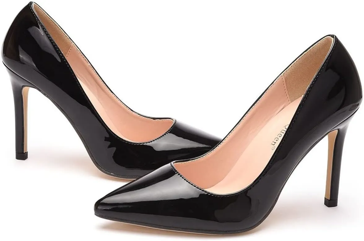 LUXINYU,Women Pointed Toe Heels Fashion Elegant Shallow Solid Ladies Pumps Sexy Stiletto Leather Heeled Dress Shoes Comfort Work Shoes