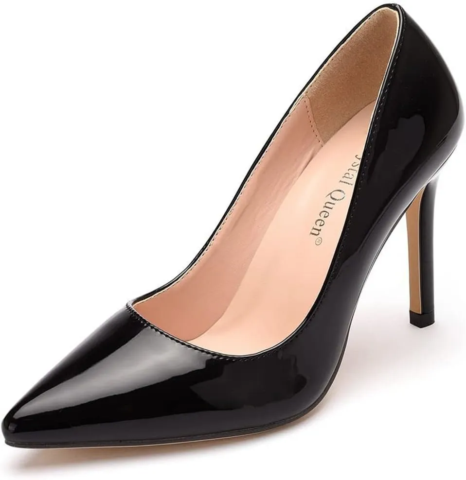 LUXINYU,Women Pointed Toe Heels Fashion Elegant Shallow Solid Ladies Pumps Sexy Stiletto Leather Heeled Dress Shoes Comfort Work Shoes