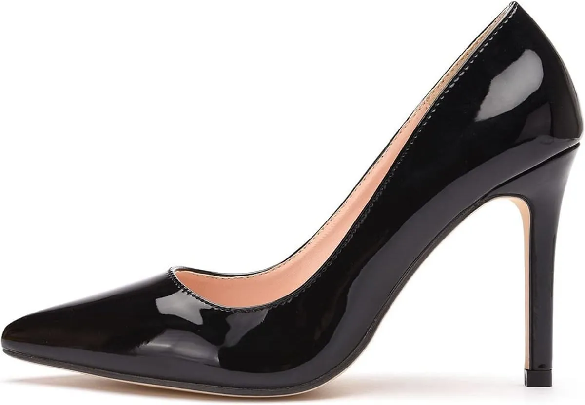 LUXINYU,Women Pointed Toe Heels Fashion Elegant Shallow Solid Ladies Pumps Sexy Stiletto Leather Heeled Dress Shoes Comfort Work Shoes