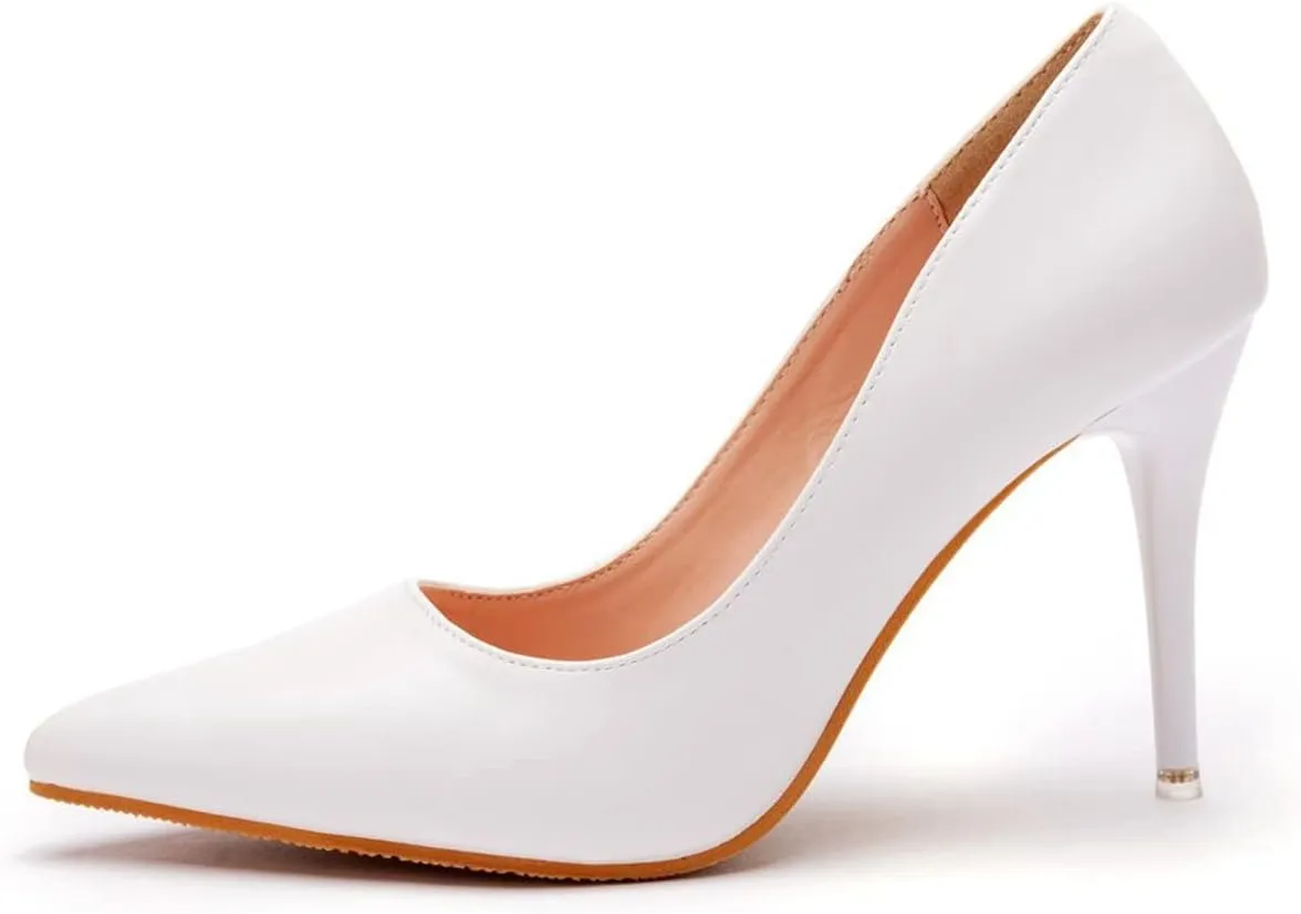 LUXINYU,Women Pointed Toe Heels Fashion Elegant Shallow Solid Ladies Pumps Sexy Stiletto Leather Heeled Dress Shoes Comfort Work Shoes