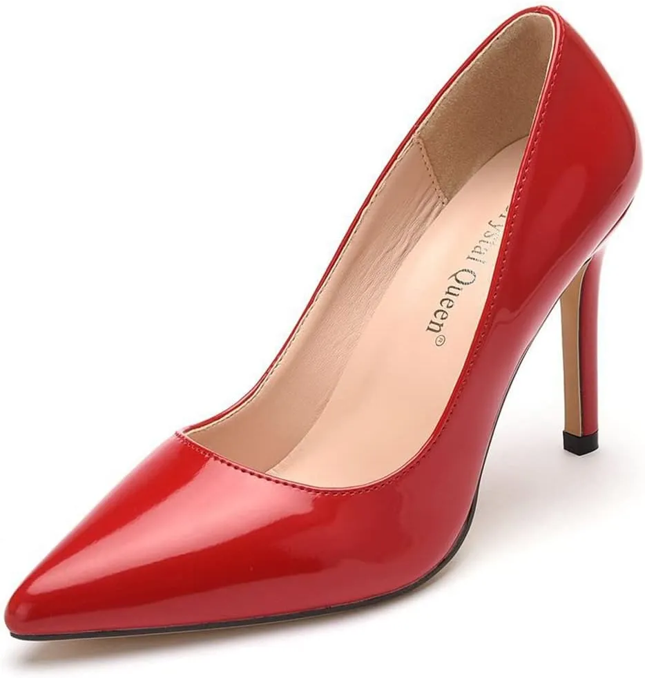 LUXINYU,Women Pointed Toe Heels Fashion Elegant Shallow Solid Ladies Pumps Sexy Stiletto Leather Heeled Dress Shoes Comfort Work Shoes