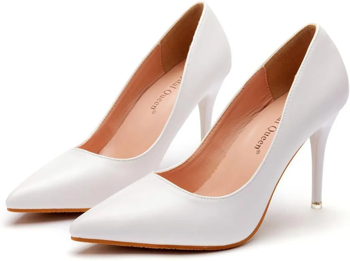 LUXINYU,Women Pointed Toe Heels Fashion Elegant Shallow Solid Ladies Pumps Sexy Stiletto Leather Heeled Dress Shoes Comfort Work Shoes