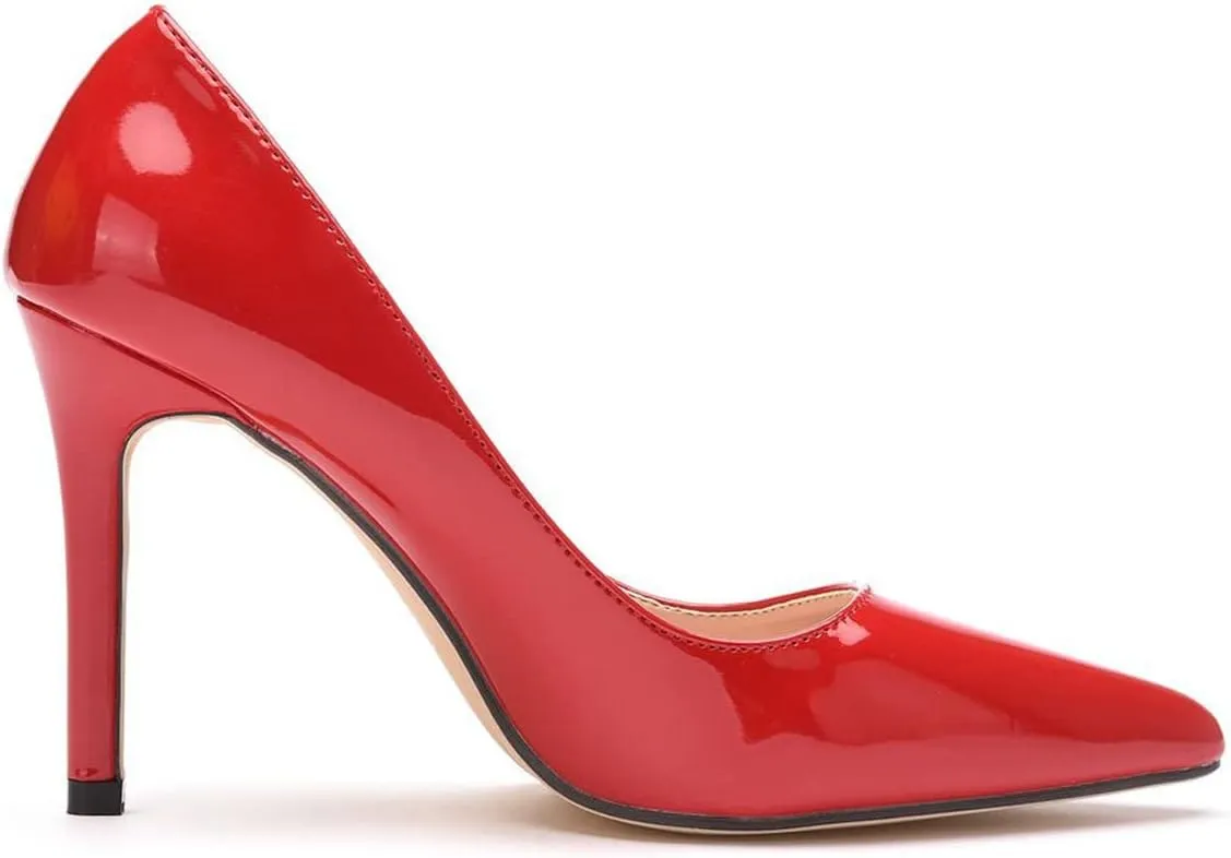 LUXINYU,Women Pointed Toe Heels Fashion Elegant Shallow Solid Ladies Pumps Sexy Stiletto Leather Heeled Dress Shoes Comfort Work Shoes
