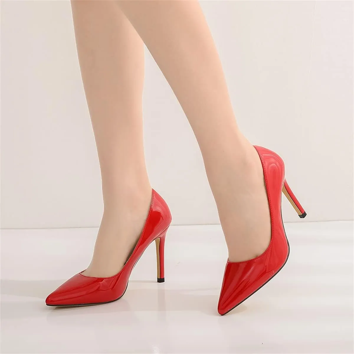 LUXINYU,Women Pointed Toe Heels Fashion Elegant Shallow Solid Ladies Pumps Sexy Stiletto Leather Heeled Dress Shoes Comfort Work Shoes