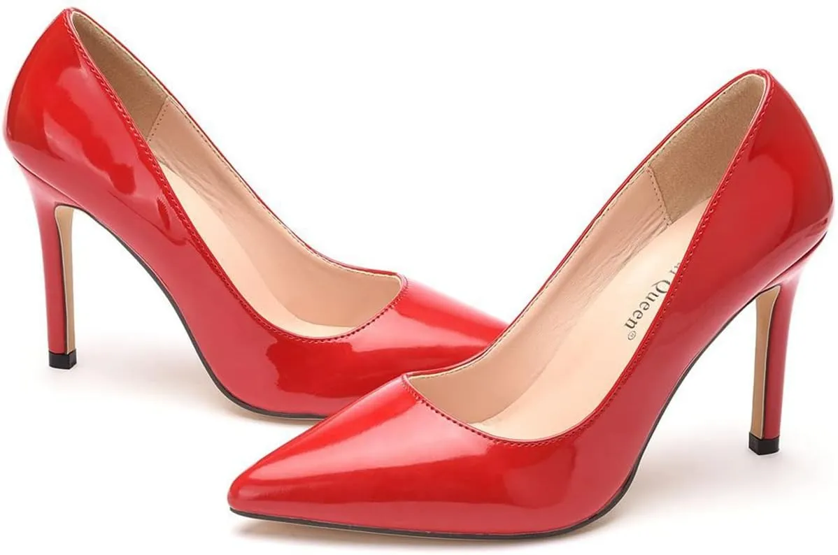 LUXINYU,Women Pointed Toe Heels Fashion Elegant Shallow Solid Ladies Pumps Sexy Stiletto Leather Heeled Dress Shoes Comfort Work Shoes