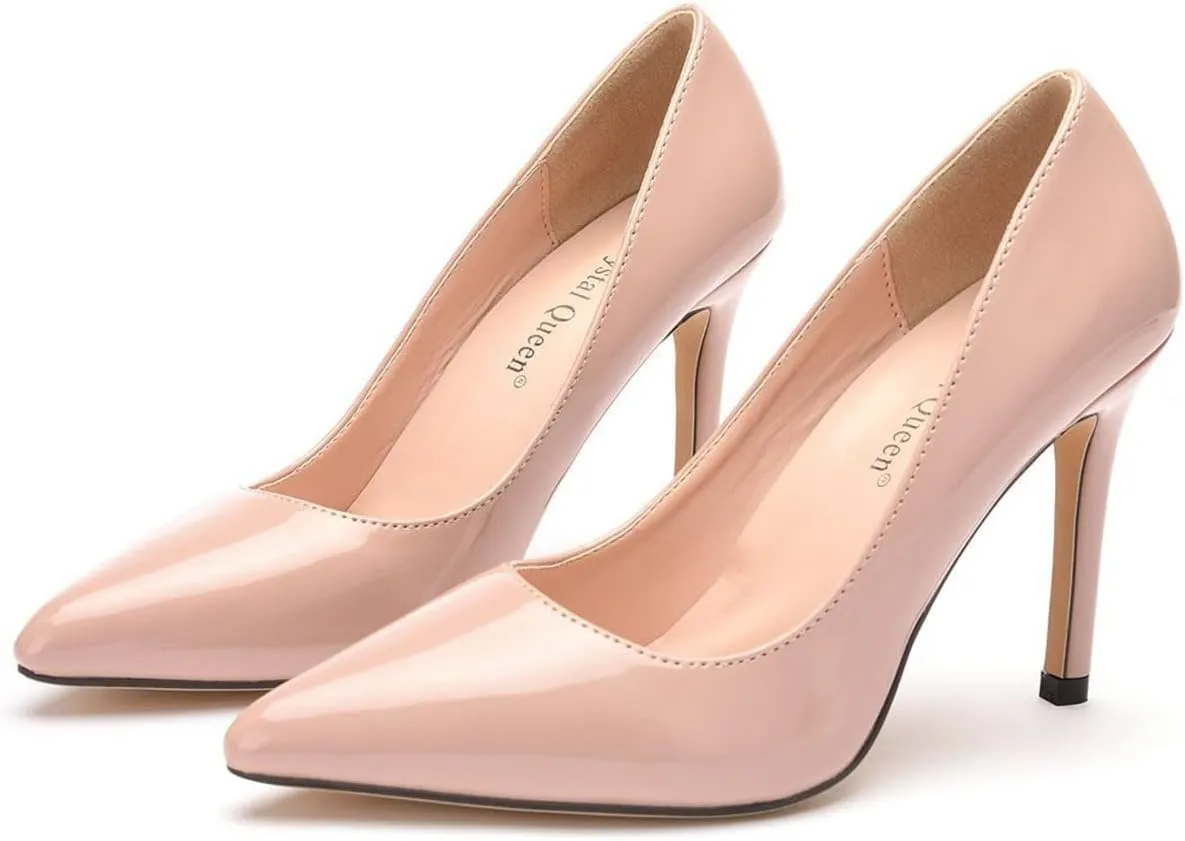 LUXINYU,Women Pointed Toe Heels Fashion Elegant Shallow Solid Ladies Pumps Sexy Stiletto Leather Heeled Dress Shoes Comfort Work Shoes