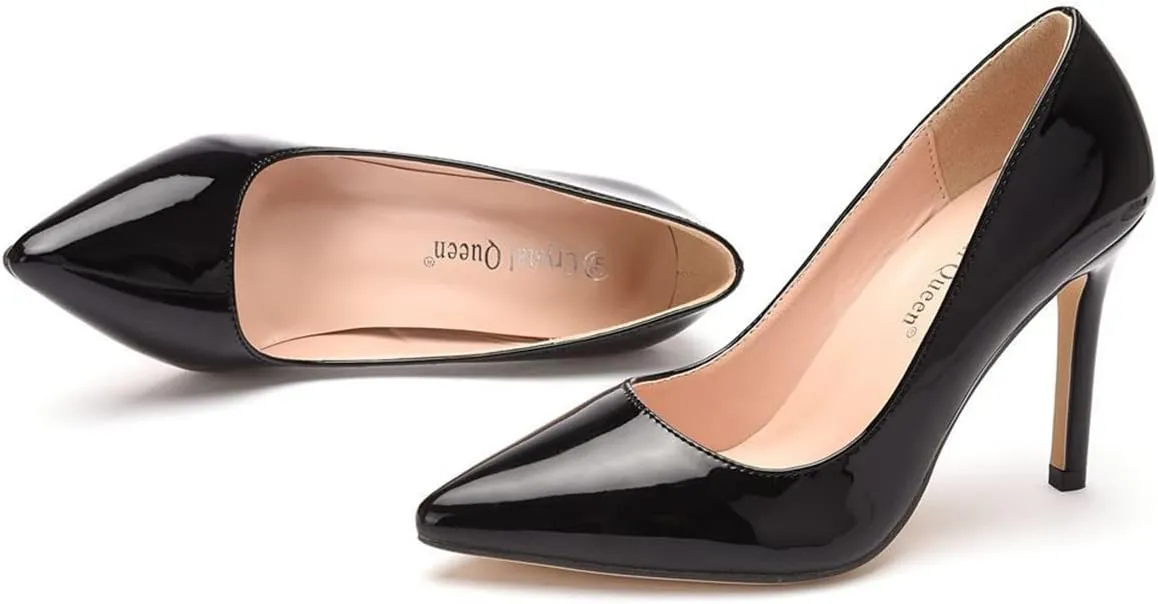 LUXINYU,Women Pointed Toe Heels Fashion Elegant Shallow Solid Ladies Pumps Sexy Stiletto Leather Heeled Dress Shoes Comfort Work Shoes