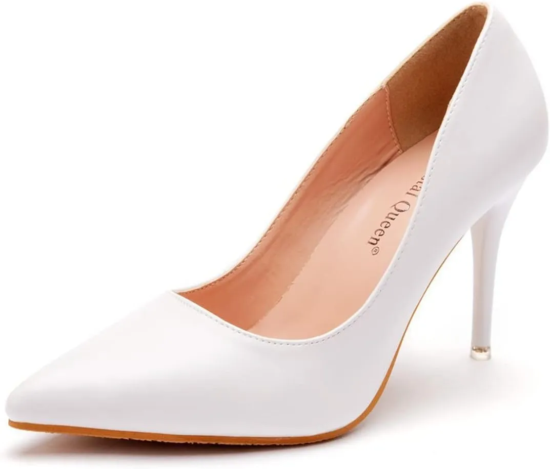 LUXINYU,Women Pointed Toe Heels Fashion Elegant Shallow Solid Ladies Pumps Sexy Stiletto Leather Heeled Dress Shoes Comfort Work Shoes
