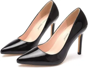 LUXINYU,Women Pointed Toe Heels Fashion Elegant Shallow Solid Ladies Pumps Sexy Stiletto Leather Heeled Dress Shoes Comfort Work Shoes