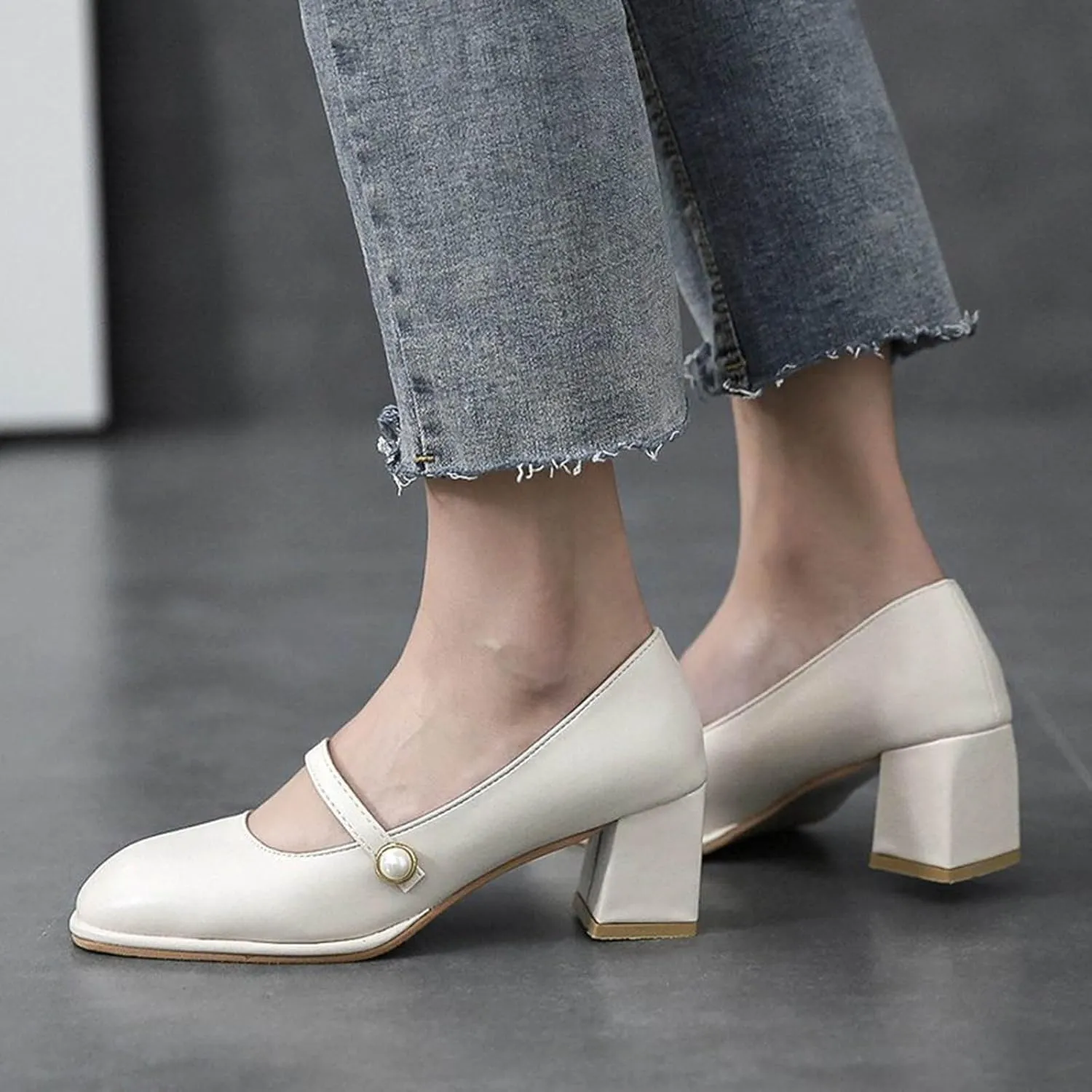 Mary Jane Shoes Women Block Heel Dress Shoes Casual Closed Toe Pumps Chunky Mary Janes Heels Elegant Office Loafers