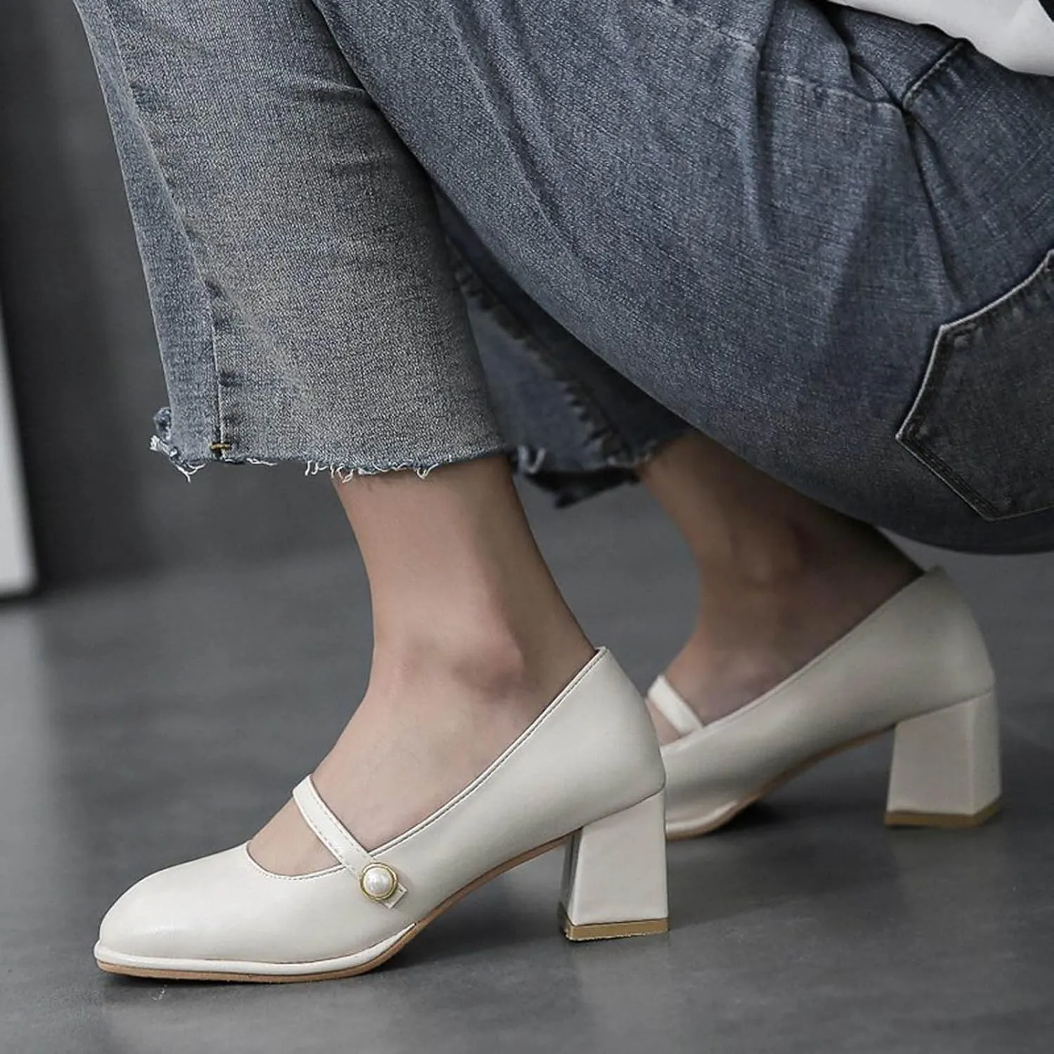 Mary Jane Shoes Women Block Heel Dress Shoes Casual Closed Toe Pumps Chunky Mary Janes Heels Elegant Office Loafers